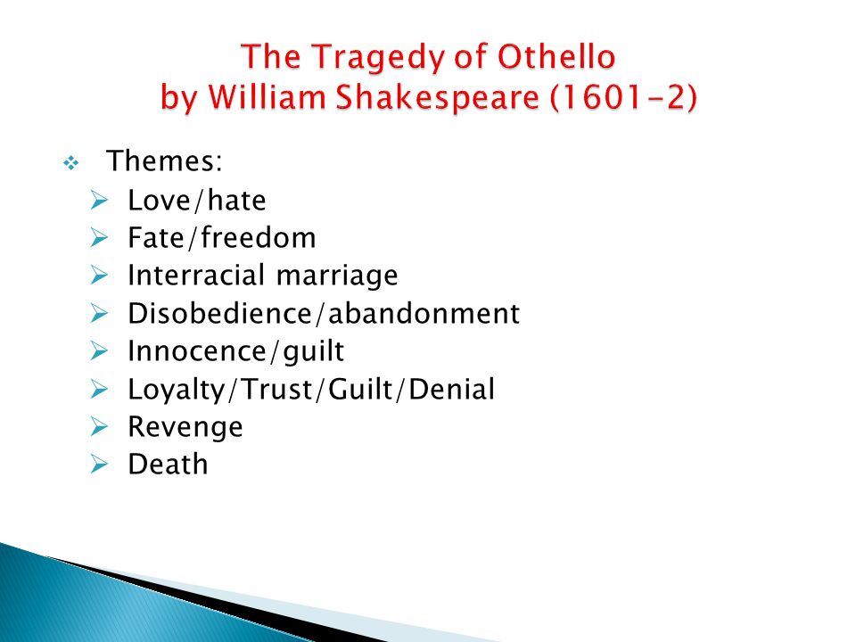 A character analysis of othello in the tragedy of othello by william shakespeare